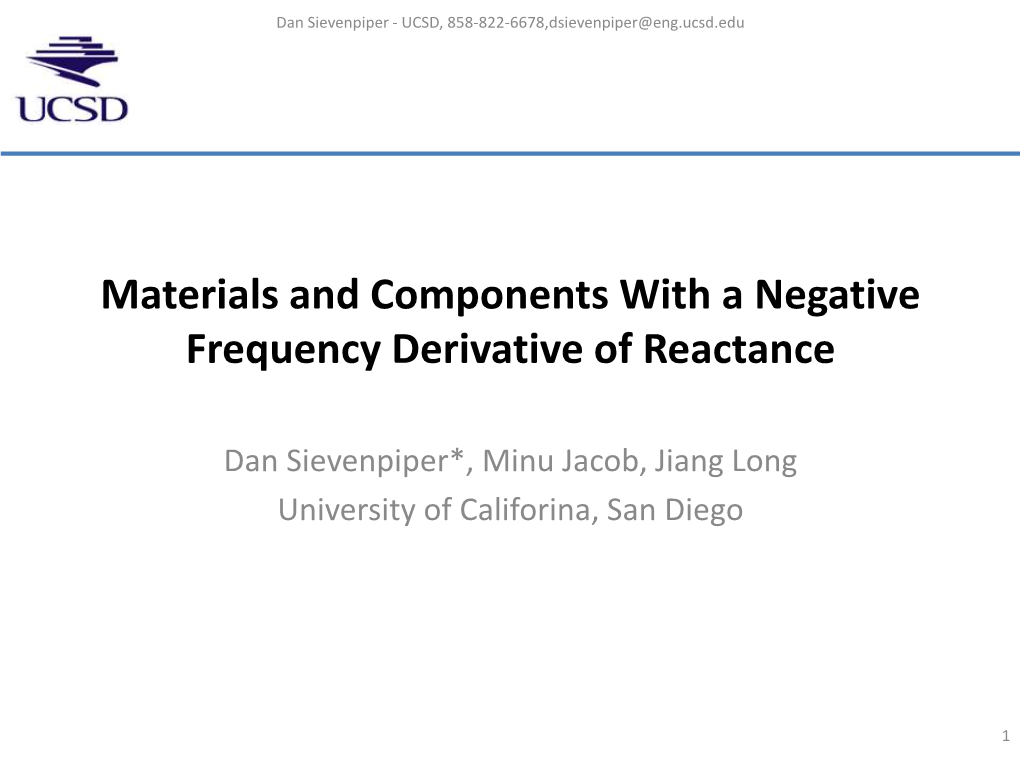 Materials and Components with a Negative Frequency Derivative of Reactance