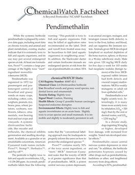 Pendimethalin C Hemicalwatch Factsheet