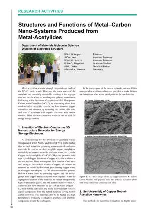 Structures and Functions of Metal–Carbon Nano-Systems Produced from Metal-Acetylides
