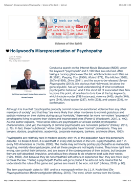 Hollywood's Misrepresentation of Psychopathy -- Science of the Spirit -- Sott.Net 10.08.12 13:53