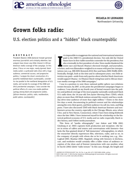 Grown Folks Radio: US Election Politics and A