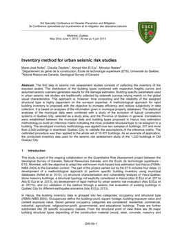 Inventory Method for Urban Seismic Risk Studies