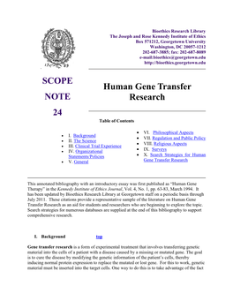 Human Gene Transfer Research As an Aid for Students and Researchers Who Are Beginning to Explore the Topic