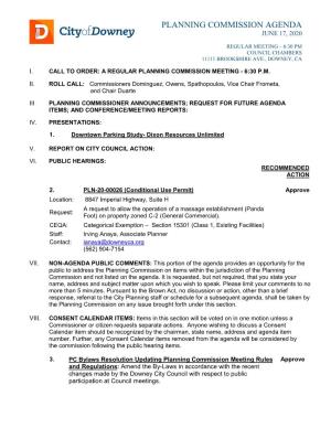 Planning Commission Agenda June 17, 2020
