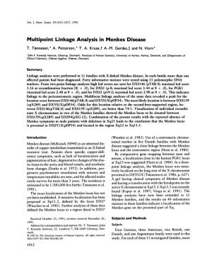 Multipoint Linkage Analysis in Menkes Disease T