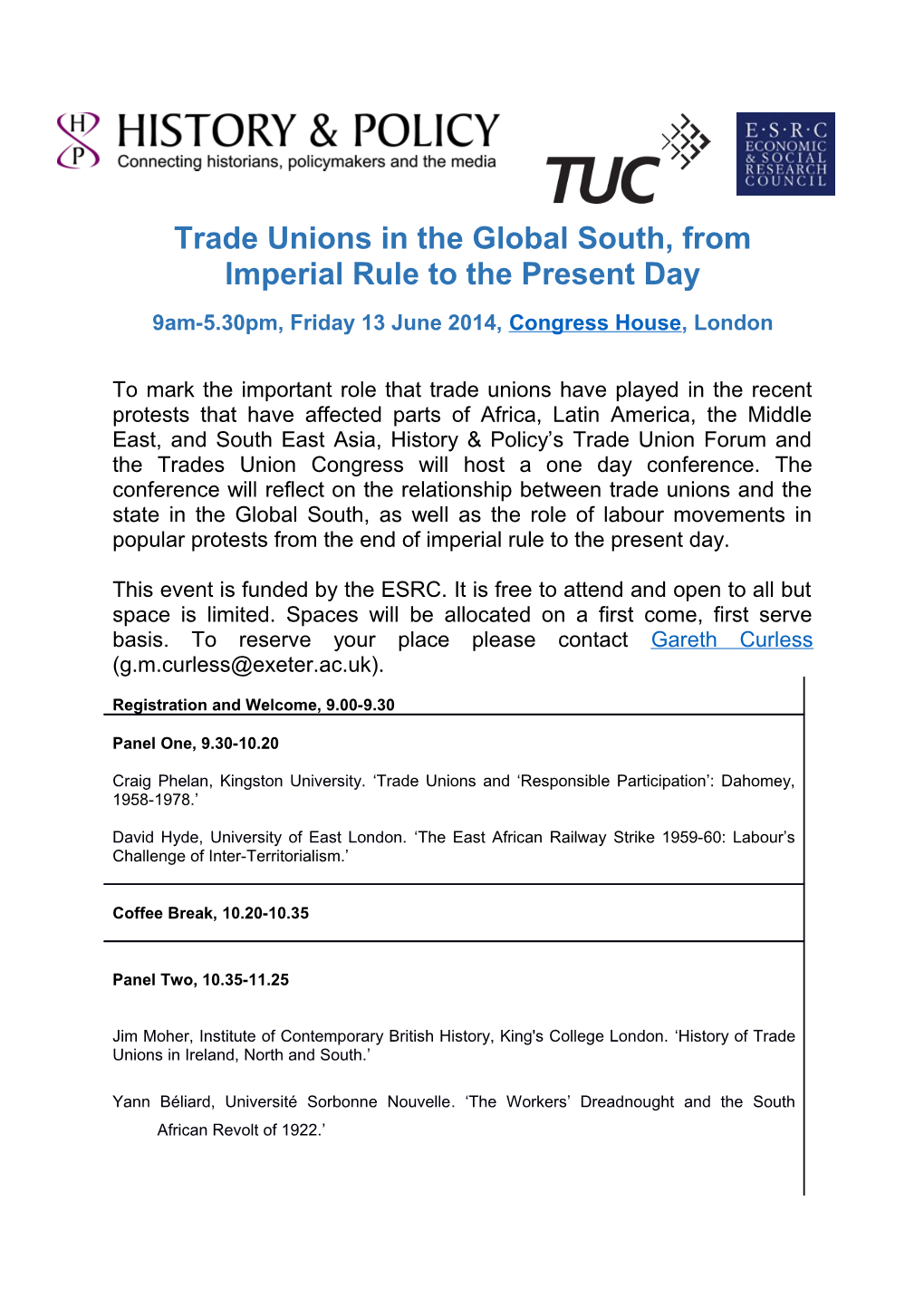 Trade Unions in the Global South, from Imperial Rule to the Present Day
