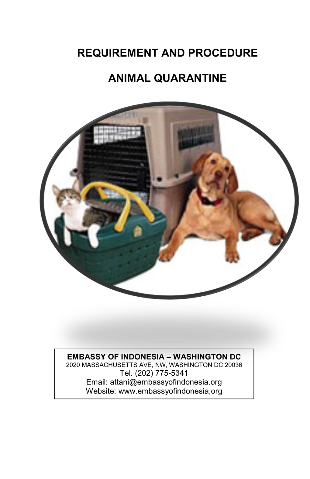 Requirement and Procedure Animal Quarantine