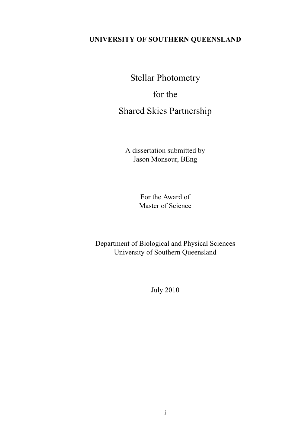 Stellar Photometry for the Shared Skies Partnership