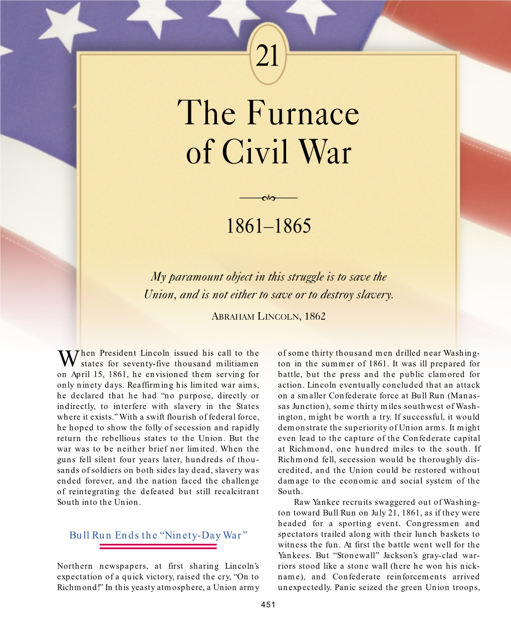 CHAPTER 21 the Furnace of Civil War, 1861–1865