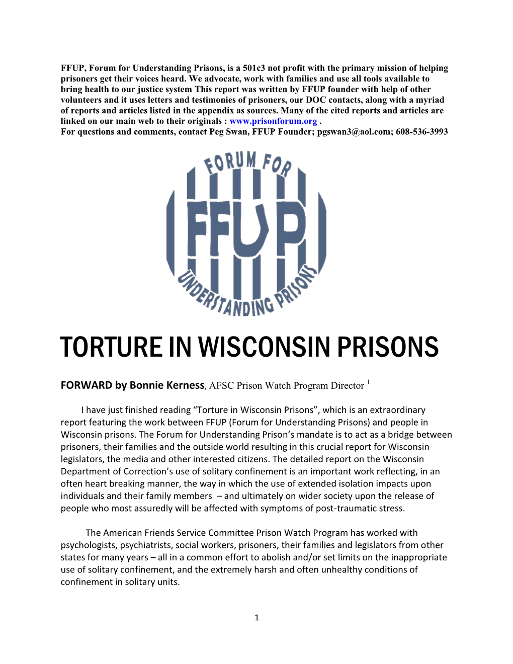 Torture in Wisconsin Prisons