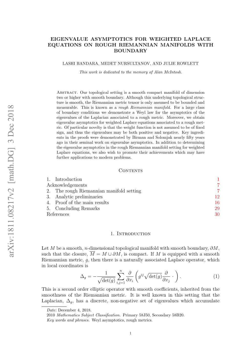 Eigenvalue Asymptotics for Weighted Laplace Equations on Rough Riemannian Manifolds with Boundary