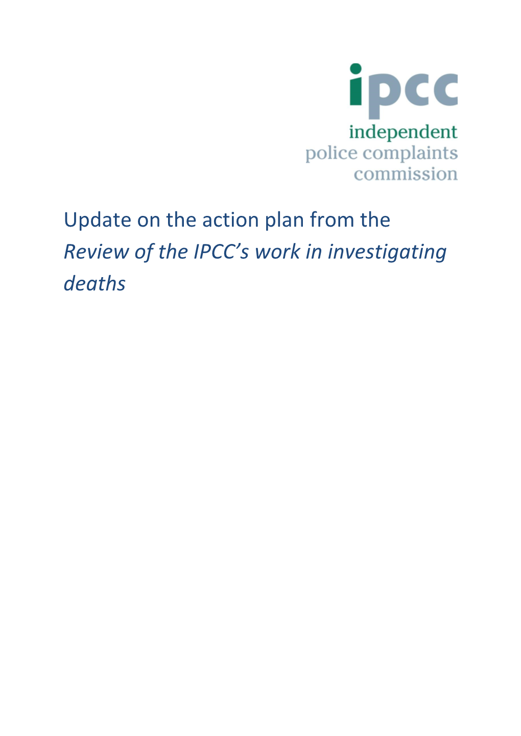 Update on the Action Plan from the Review of the IPCC's Work In