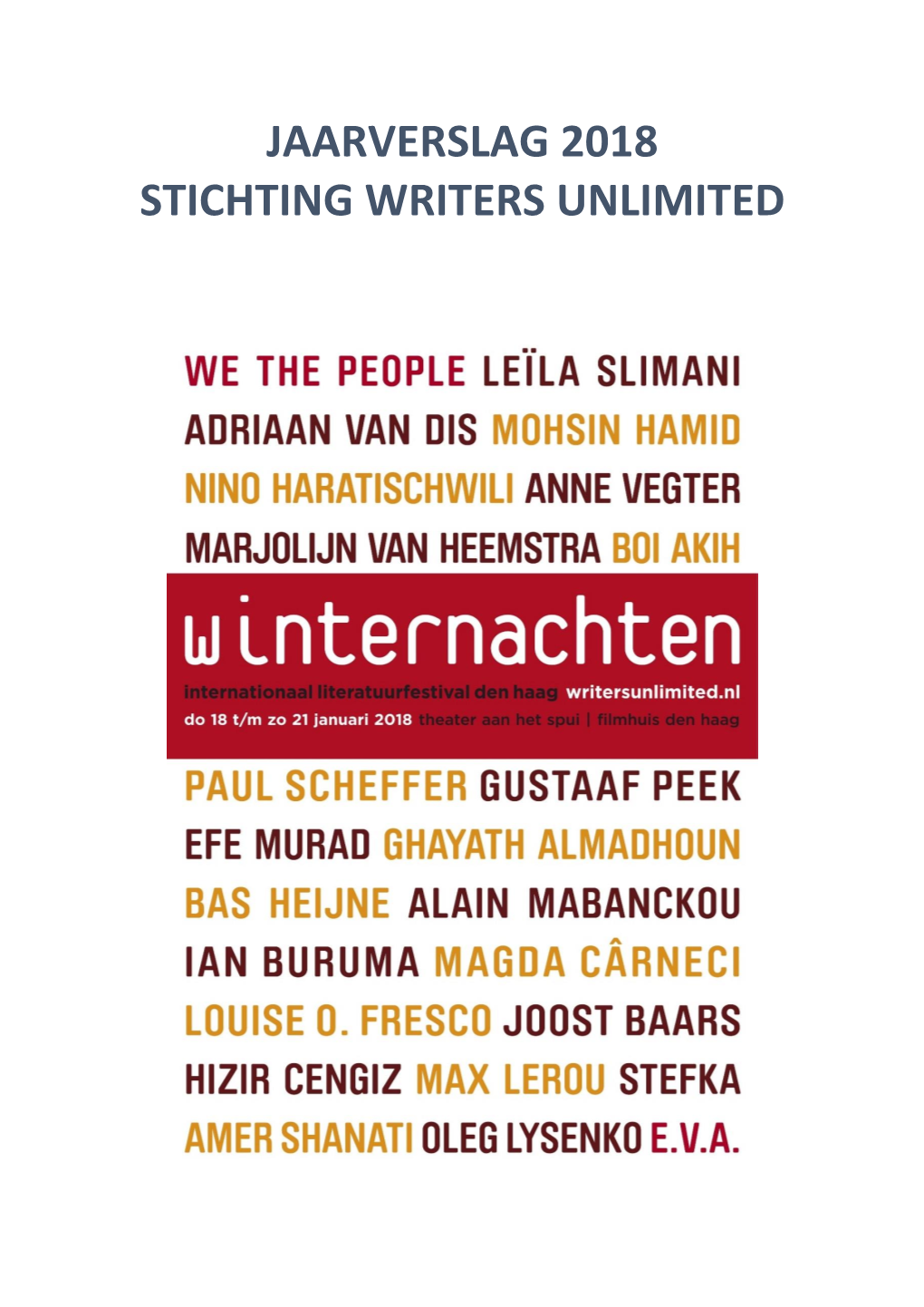 Jaarverslag 2018 Stichting Writers Unlimited