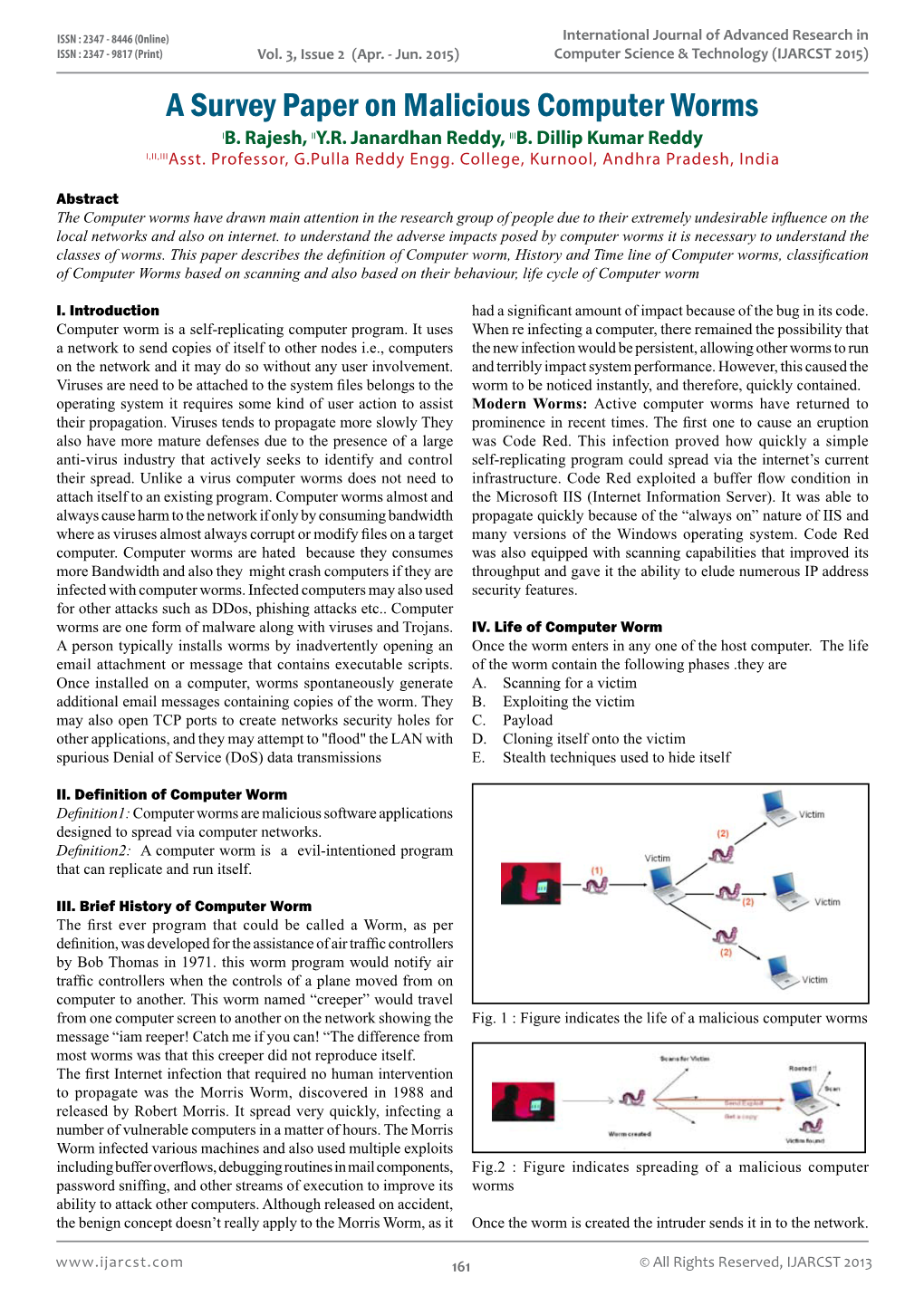 A Survey Paper on Malicious Computer Worms IB