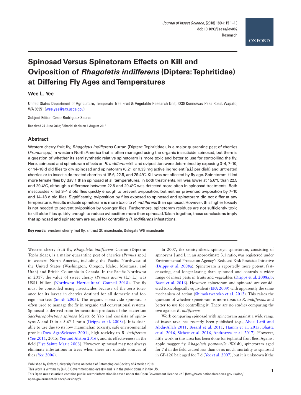 Spinosad Versus Spinetoram Effects on Kill and Oviposition Of