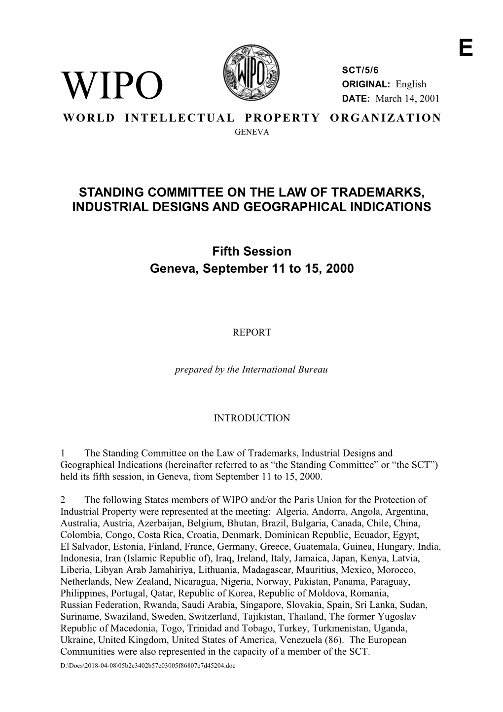 Standing Committee on the Law of Trademarks, Industrial Designs and Geographical Indications s1