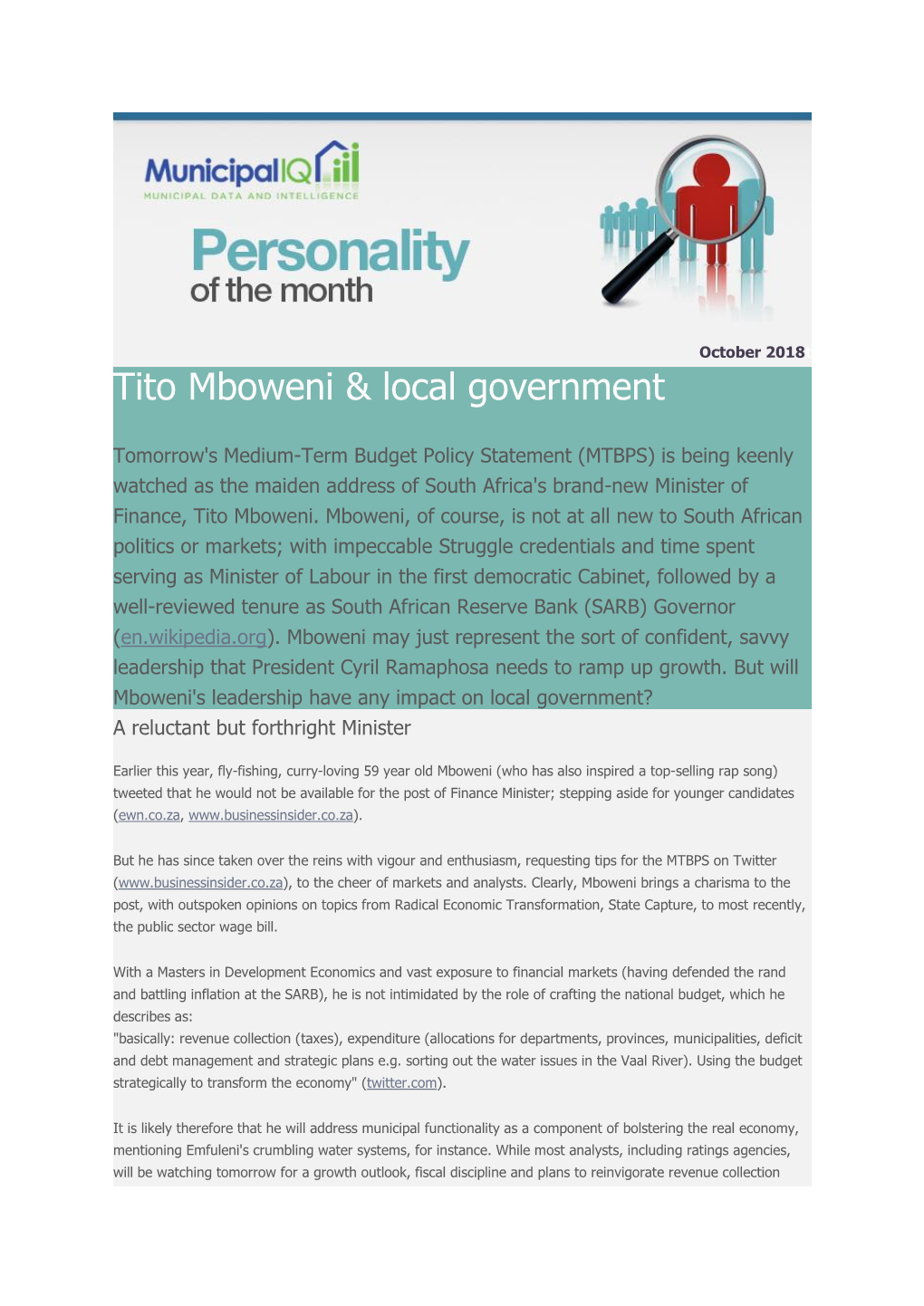Tito Mboweni & Local Government