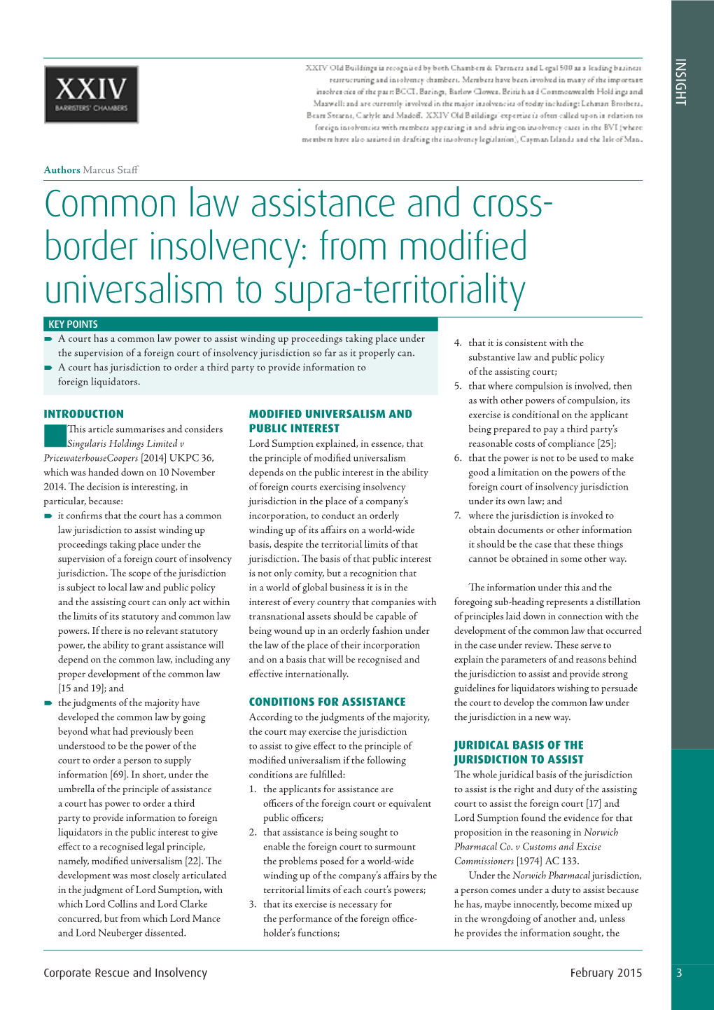 Common Law Assistance and Cross- Border