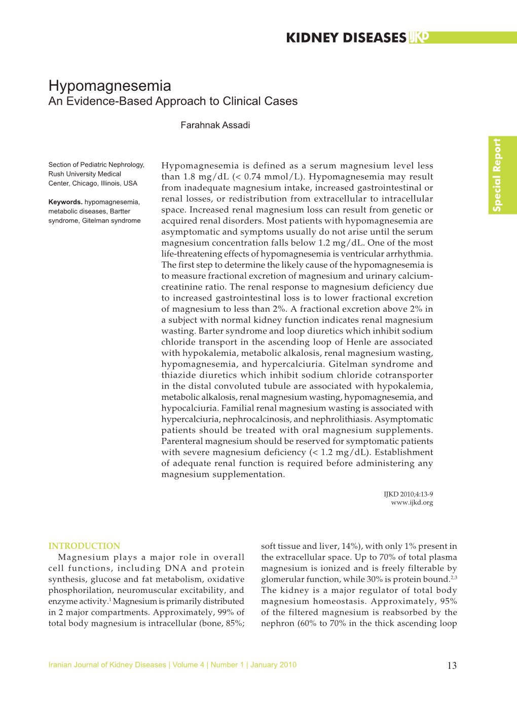 Hypomagnesemia an Evidence-Based Approach to Clinical Cases