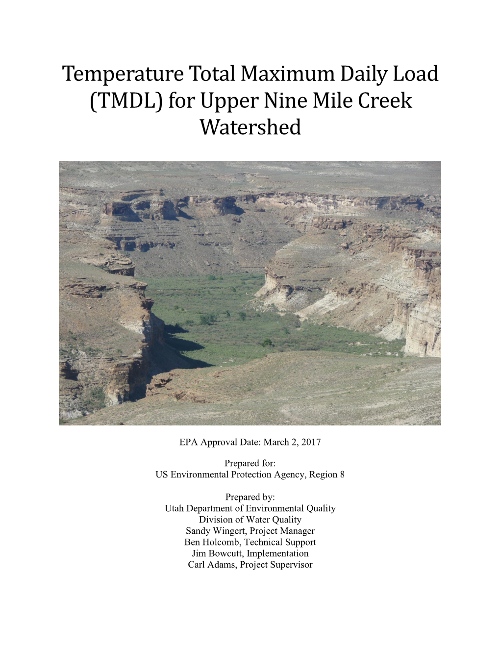 For Upper Nine Mile Creek Watershed