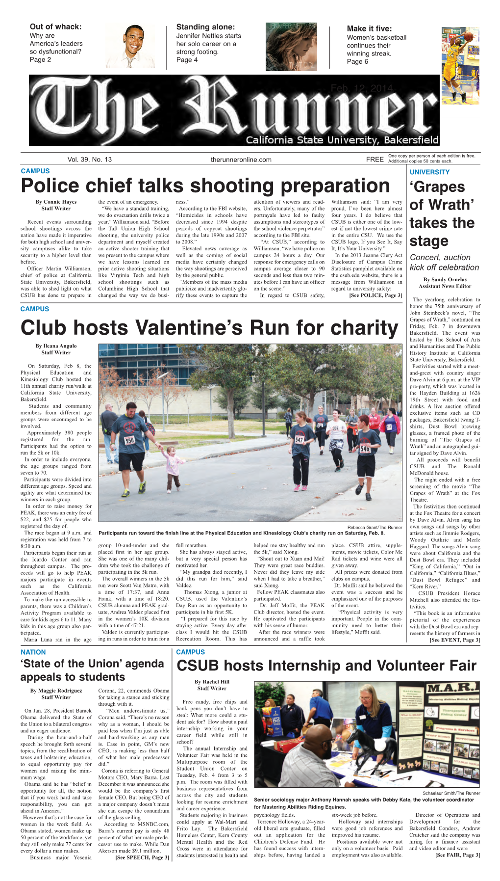 Club Hosts Valentine's Run for Charity