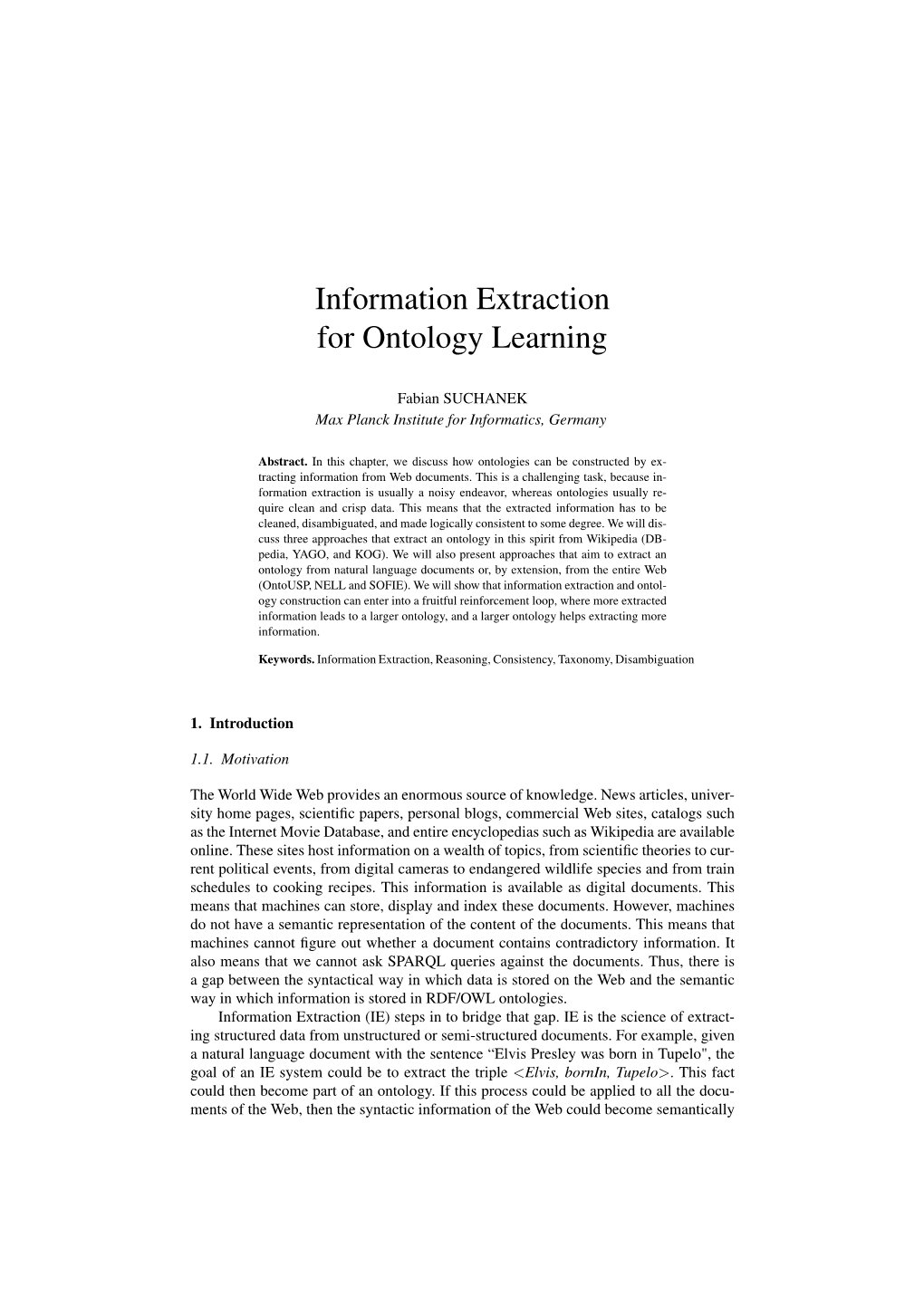 Information Extraction for Ontology Learning