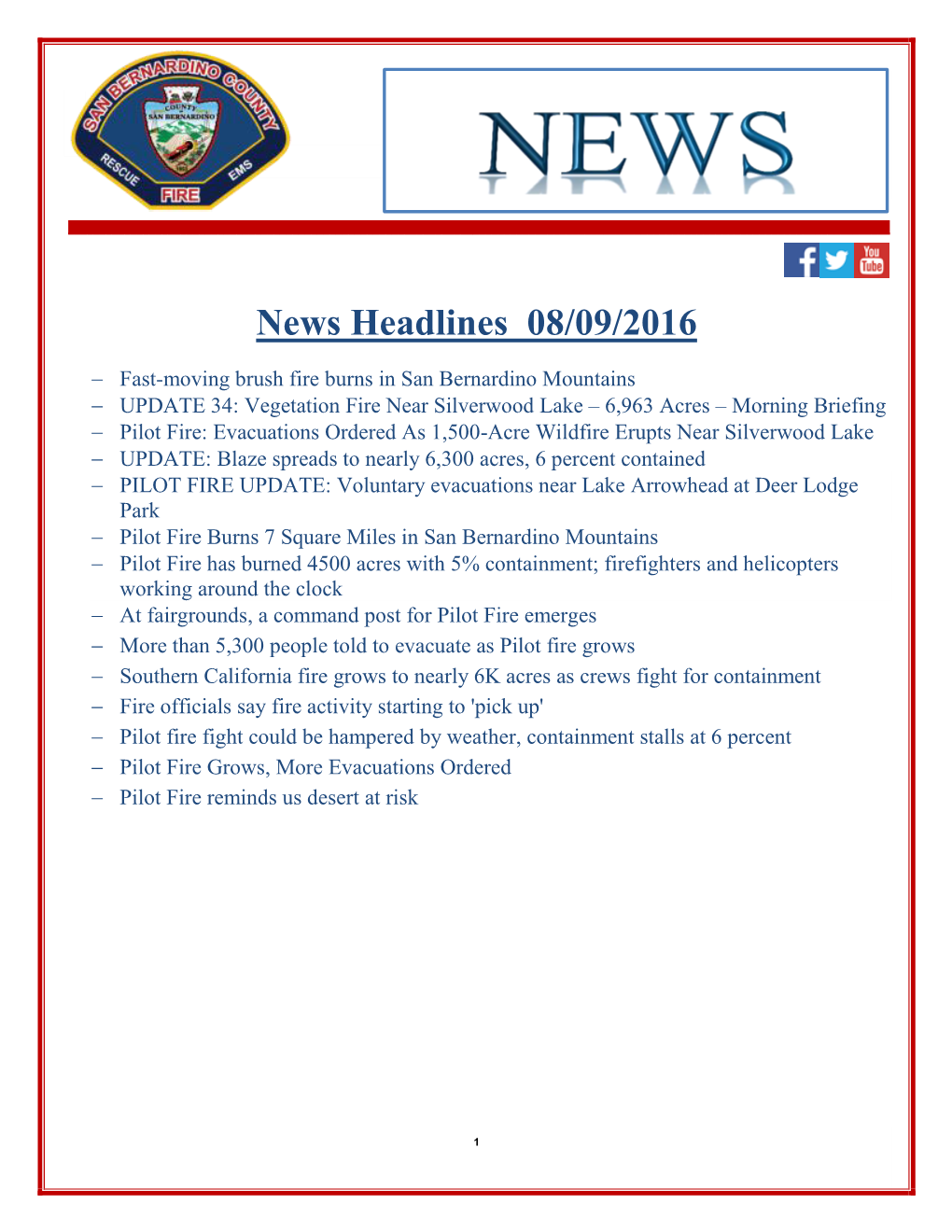 News Headlines 08/09/2016