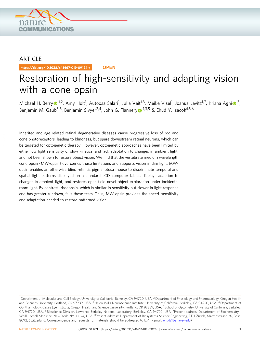 Restoration of High-Sensitivity and Adapting Vision with a Cone Opsin