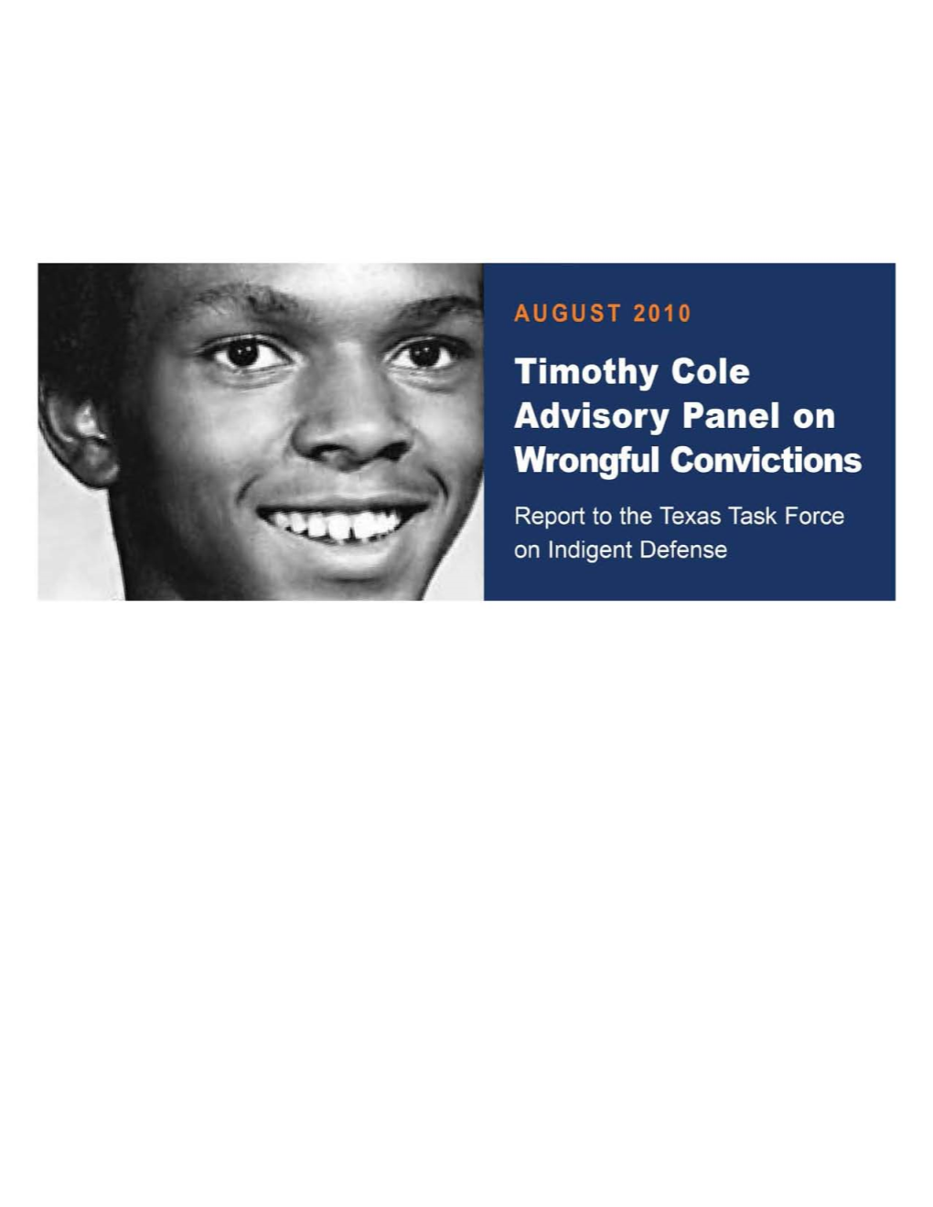 Timothy Cole Advisory Panel on Wrongful Convictions