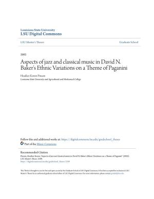Aspects of Jazz and Classical Music in David N. Baker's Ethnic Variations