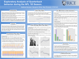 Exploratory Analysis of Quarterback Behavior During the NFL ’05 Season