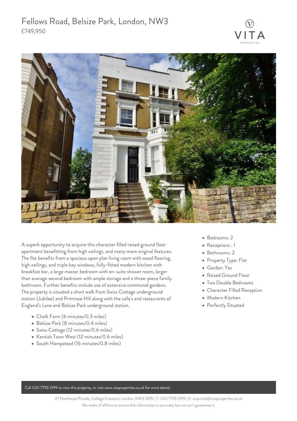 Fellows Road, Belsize Park, London, NW3 £749,950