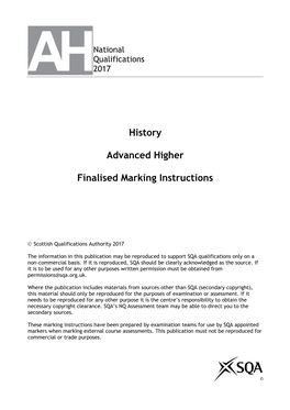 History Advanced Higher Finalised Marking Instructions