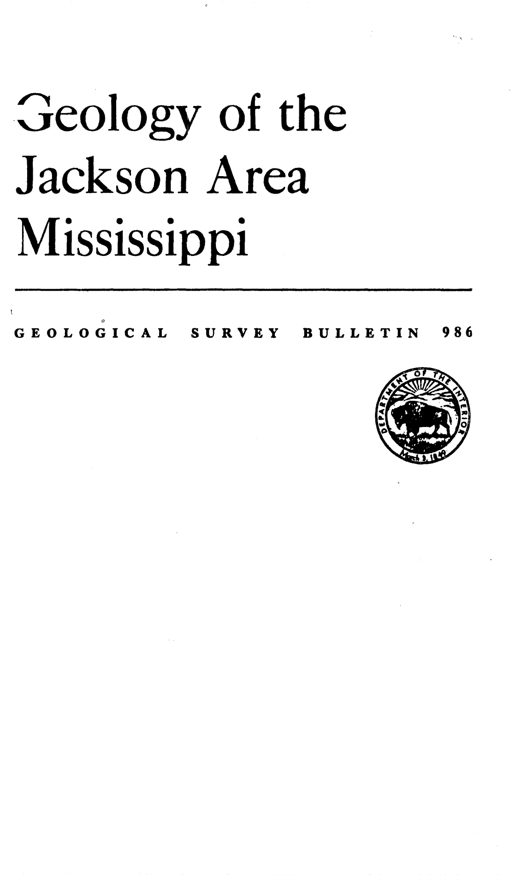 Geology of the Jackson Area Mississippi