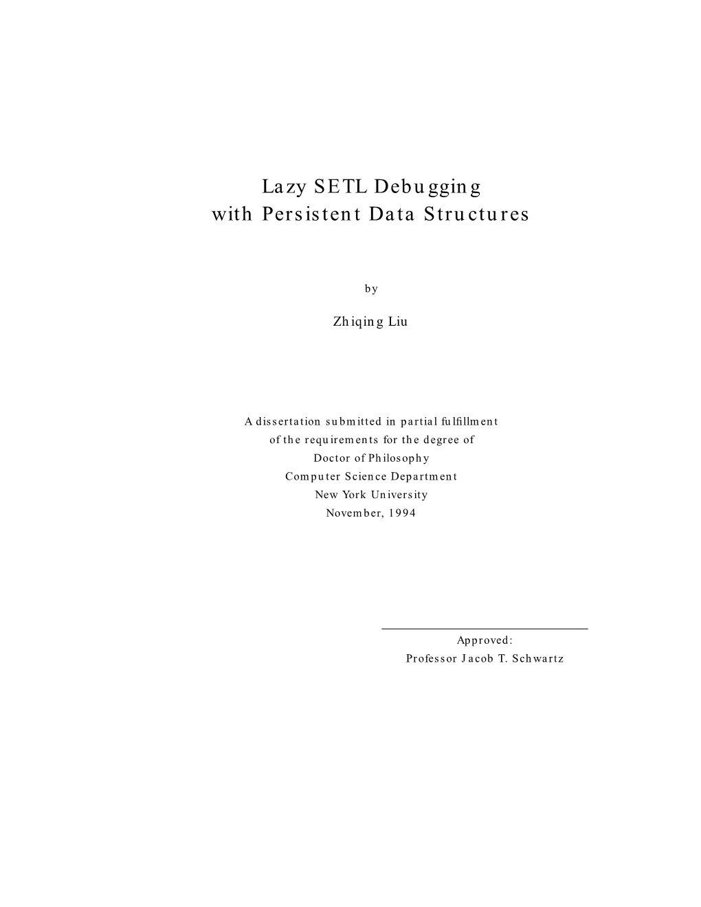 Lazy SETL Debugging with Persistent Data Structures