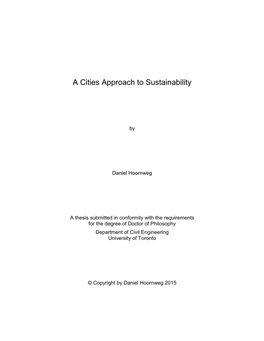 A Cities Approach to Sustainability