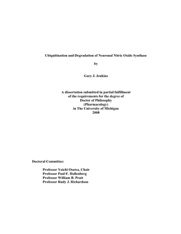 Ubiquitination and Degradation of Neuronal Nitric Oxide Synthase By