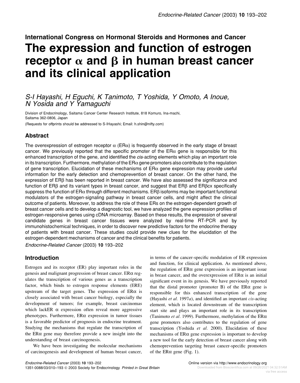 The Expression and Function of Estrogen Receptor and in Human