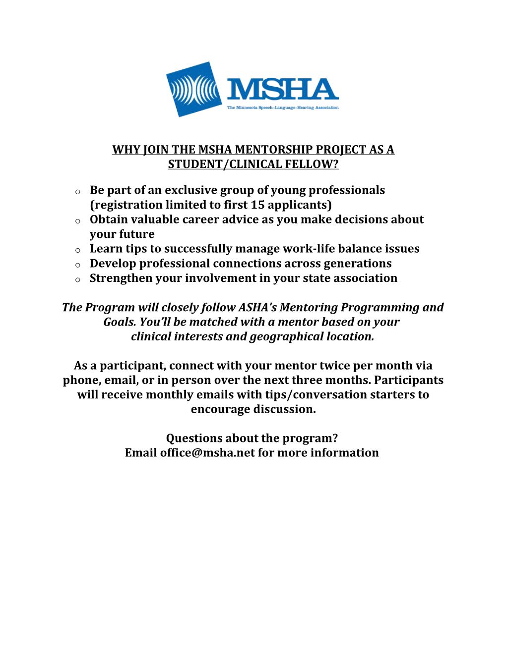 Why Join the Msha Mentorship Project As a Student/Clinical Fellow?