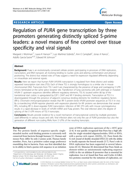 Regulation of PURA Gene Transcription by Three Promoters