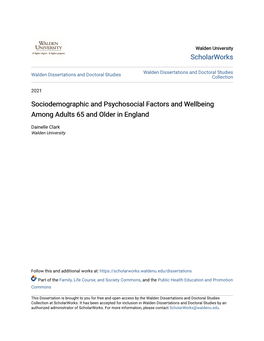 Sociodemographic and Psychosocial Factors and Wellbeing Among Adults 65 and Older in England