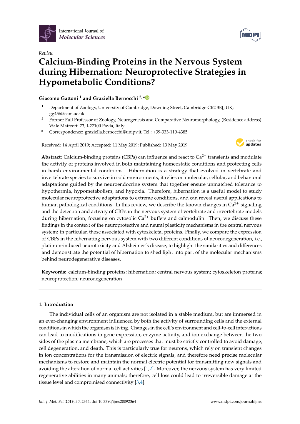 Calcium-Binding Proteins in the Nervous System During Hibernation: Neuroprotective Strategies in Hypometabolic Conditions?