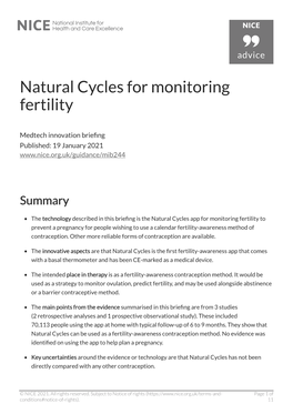 Natural Cycles for Monitoring Fertility