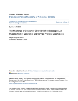 The Challenge of Consumer Diversity in Servicescapes: an Investigation of Consumer and Service Provider Experiences