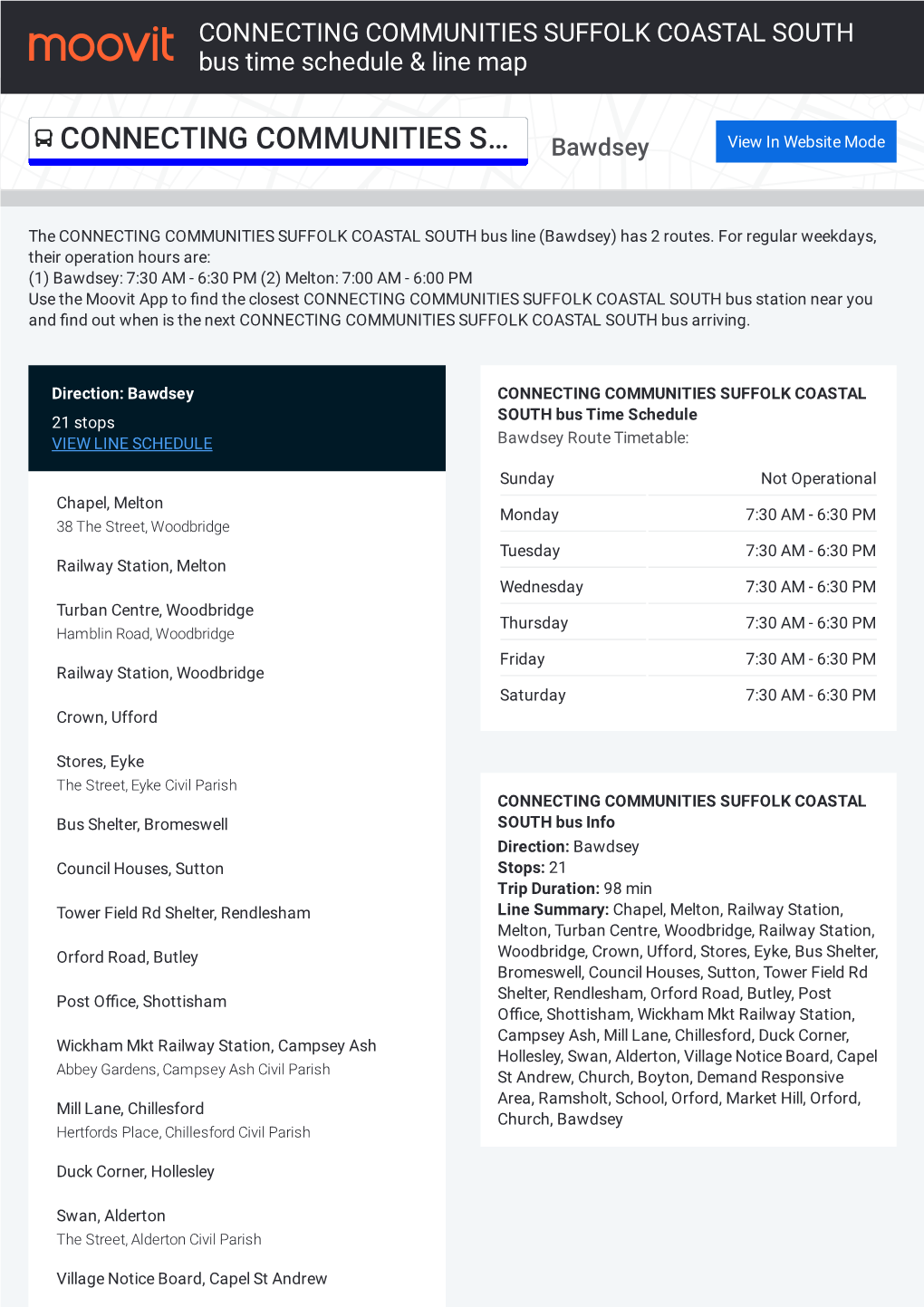 CONNECTING COMMUNITIES SUFFOLK COASTAL SOUTH Bus Time Schedule & Line Map