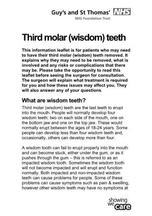 Third Molar (Wisdom) Teeth