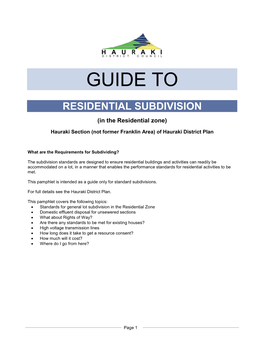 Guide to Residential Subdivision