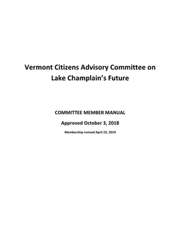Vermont Citizens Advisory Committee Member Manual