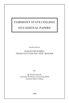 Fairmont State College Occasional Papers