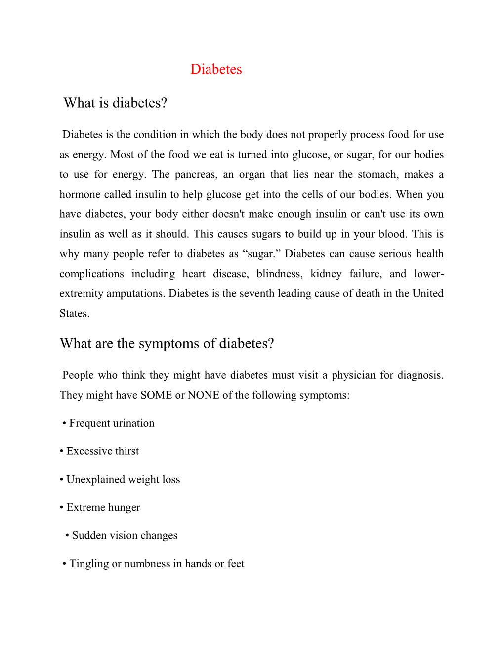 Diabetes What Is Diabetes? What Are the Symptoms of Diabetes?